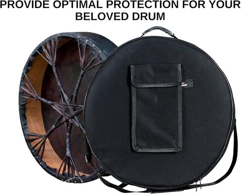 Shamanic Drum Bag, Bodhran Drum Bag, Handmade Frame Drum Bag, Hand Drum Protection, Waterproof Drum Cases (Black, 16 Inches X 3 Inches) in Kuwait