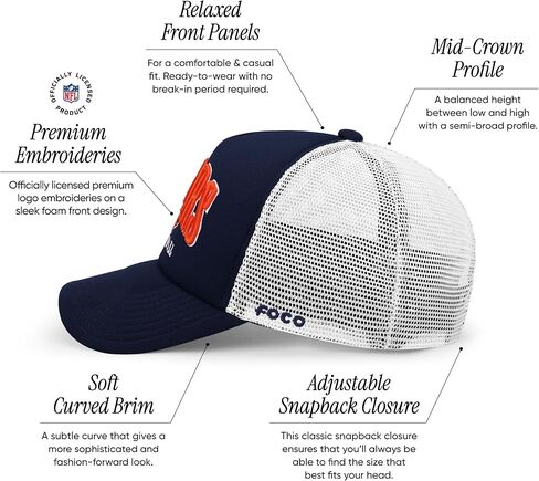 FOCO Men's NFL Team Logo Foam Mesh Trucker Rf Cap Hat in Saudi Arabia