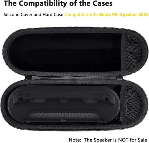 Silicone Cover and Hard Carrying Case for Beats Pill 2024 Portable Bluetooth Speaker, Protective Storage Bag Holder for Beats Pill Speaker Accessories (Black Case) in Saudi Arabia