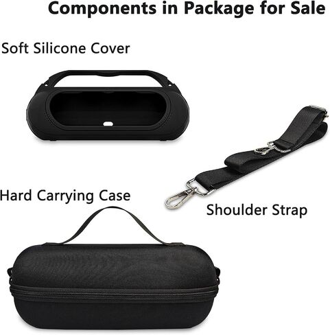 Silicone Cover and Hard Carrying Case for Beats Pill 2024 Portable Bluetooth Speaker, Protective Storage Bag Holder for Beats Pill Speaker Accessories (Black Case) in Saudi Arabia