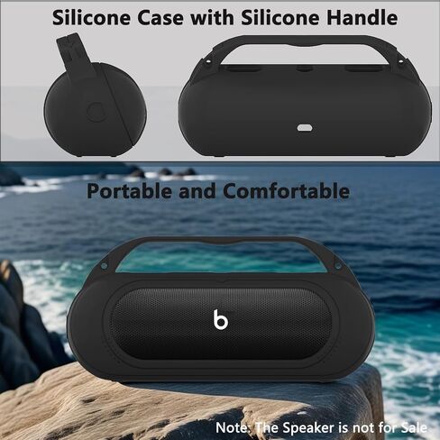 Silicone Cover and Hard Carrying Case for Beats Pill 2024 Portable Bluetooth Speaker, Protective Storage Bag Holder for Beats Pill Speaker Accessories (Black Case) in Saudi Arabia