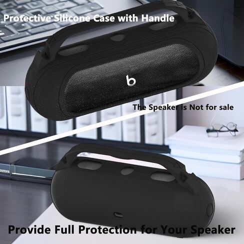 Silicone Cover and Hard Carrying Case for Beats Pill 2024 Portable Bluetooth Speaker, Protective Storage Bag Holder for Beats Pill Speaker Accessories (Black Case) in Saudi Arabia