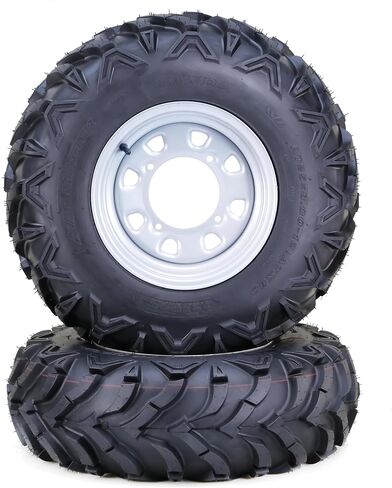 WANDA 25x8-12 Solid Mud ATV Tire Wheel Assembly with 4-110 PCD 5+2 Silver Wheel,SET 2 in Saudi Arabia