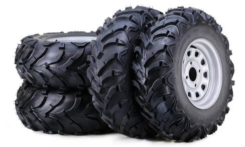 WANDA 25x8-12 Solid Mud ATV Tire Wheel Assembly with 4-110 PCD 5+2 Silver Wheel,SET 2 in Saudi Arabia