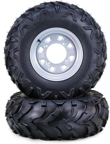 WANDA 25x8-12 Solid Mud ATV Tire Wheel Assembly with 4-110 PCD 5+2 Silver Wheel,SET 2 in Saudi Arabia