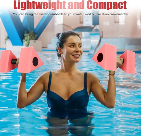 Yummy Sam 2 Pcs Sports Aquatic Exercise Dumbells, High-Density EVA-Foam Triangle Aqua Fitness Barbells Water Weights for Pool Exercise, Water Aerobics Equipment for Water Fitness Weight Loss in Saudi Arabia
