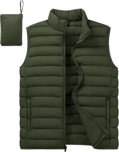 Cotrasen Men's Puffer Lightweight Vest Packable Outerwear Vest Warm Winter Outdoor Sleeveless Jacket for Travel Running in Saudi Arabia