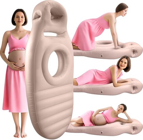 Inflatable Pregnancy Pillow with Belly & Head Hole – Full Body Maternity Airbed for Stomach Sleeping, Back Pain & SPD Relief – Comfortable, Portable & Includes Electric Pump Gray in Saudi Arabia