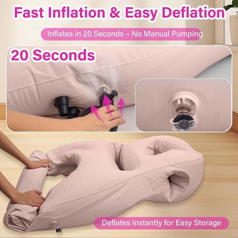 Inflatable Pregnancy Pillow with Belly & Head Hole – Full Body Maternity Airbed for Stomach Sleeping, Back Pain & SPD Relief – Comfortable, Portable & Includes Electric Pump Gray in Saudi Arabia