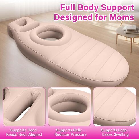 Inflatable Pregnancy Pillow with Belly & Head Hole – Full Body Maternity Airbed for Stomach Sleeping, Back Pain & SPD Relief – Comfortable, Portable & Includes Electric Pump Gray in Saudi Arabia
