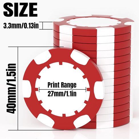 25 Custom Clay Poker Chips, 40mm Heavy 11.5g Casino Sized Personalized Poker Chips with Your Logo, Image or Text, Custom Drink Tokens for Bar, Party, Tournaments, Golf Club or Events in Kuwait
