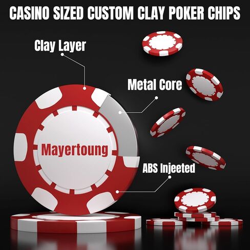25 Custom Clay Poker Chips, 40mm Heavy 11.5g Casino Sized Personalized Poker Chips with Your Logo, Image or Text, Custom Drink Tokens for Bar, Party, Tournaments, Golf Club or Events in Kuwait