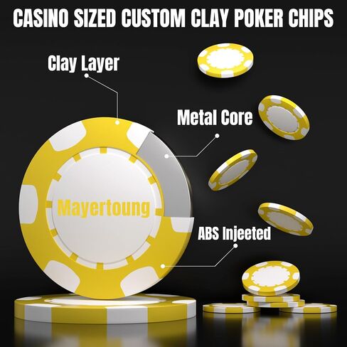 25 Custom Clay Poker Chips, 40mm Heavy 11.5g Casino Sized Personalized Poker Chips with Your Logo, Image or Text, Custom Drink Tokens for Bar, Party, Tournaments, Golf Club or Events in Kuwait