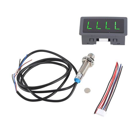 4 Digital Green LED Tachometer RPM Speed Meter + Hall Proximity Switch Magnet Sensor NPN for Lathe Conveyor Belt in Saudi Arabia