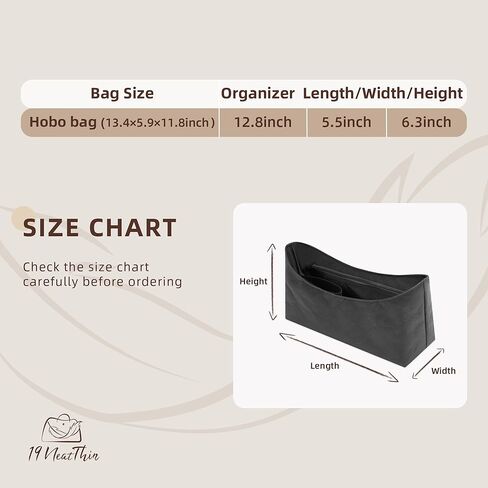 إدراج محفظة خفيفة الوزن متوافقة مع أكياس Boheme Hobo ، مصنوعة من سطح الورق المقاوم للماء وبطانة ساتان حريري (Craie) in Kuwait