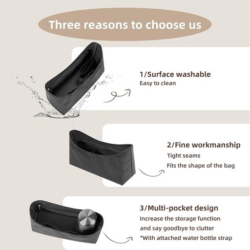 إدراج محفظة خفيفة الوزن متوافقة مع أكياس Boheme Hobo ، مصنوعة من سطح الورق المقاوم للماء وبطانة ساتان حريري (Craie) in Kuwait