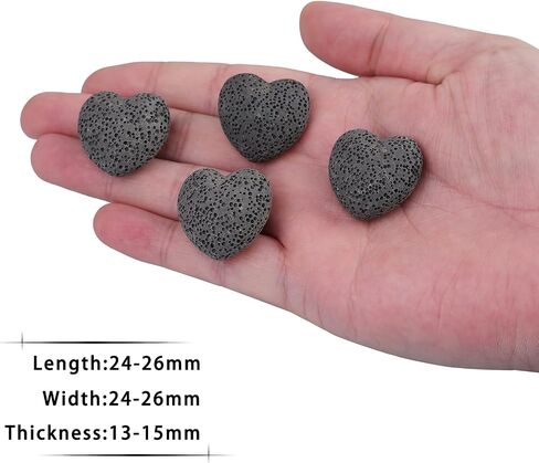 Sunyik Lava Rock Gemstone Heart Puffy ، طبيعية لتمييز الحجر الجيب ، مجموعة النشر العطرية للزيت الأساسي ، 1 بوصة ، الأزرق ، حزمة 10 in Saudi Arabia