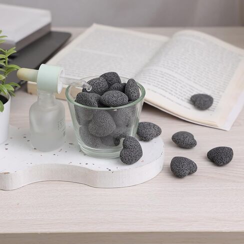 Sunyik Lava Rock Gemstone Heart Puffy ، طبيعية لتمييز الحجر الجيب ، مجموعة النشر العطرية للزيت الأساسي ، 1 بوصة ، الأزرق ، حزمة 10 in Saudi Arabia