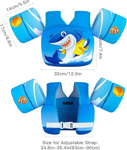 areike أطفال يسبحون سترة لطفلي عوامات أدوات السباحة مع أجنحة ذراع تسخير الكتف للأطفال/الرضع/الطفل ، شاطئ البحر/البليار in Kuwait