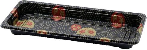 Small Black Sushi Trays with Lids 8.75 x 3.75 Inch - Disposable Sushi Packaging Box, Carry Out Container, Take Out Boxes, Black Plastic To Go Containers, Entrees, Appetizers or Desserts (100) in Kuwait