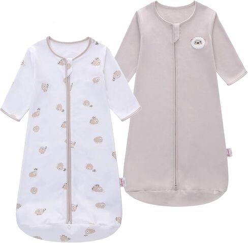 2PCS Baby Sleeping Bag, 100% Cotton Baby Wearable Blanket, Long Sleeve Sleep Sack for Infant Toddler 0-18Months in Saudi Arabia