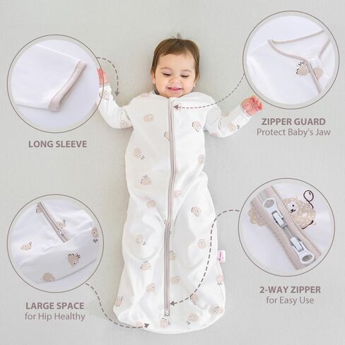 2PCS Baby Sleeping Bag, 100% Cotton Baby Wearable Blanket, Long Sleeve Sleep Sack for Infant Toddler 0-18Months in Saudi Arabia