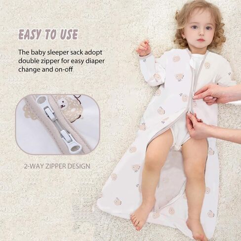 2PCS Baby Sleeping Bag, 100% Cotton Baby Wearable Blanket, Long Sleeve Sleep Sack for Infant Toddler 0-18Months in Saudi Arabia