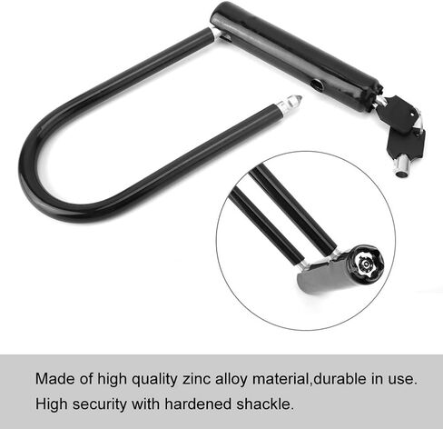 Zinc Alloy Bike U Lock, Black Bike Lock with 2 Keys and Hardened Shackle, Heavy Duty Anti Theft Bike Security Lock for Bikes, Scooters, Motorcycles, Outdoor Equipment in Saudi Arabia