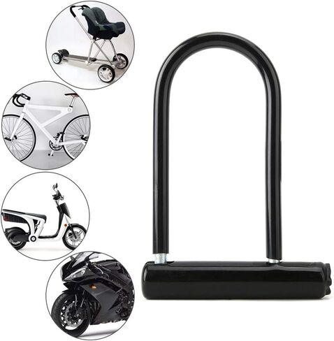 Zinc Alloy Bike U Lock, Black Bike Lock with 2 Keys and Hardened Shackle, Heavy Duty Anti Theft Bike Security Lock for Bikes, Scooters, Motorcycles, Outdoor Equipment in Saudi Arabia