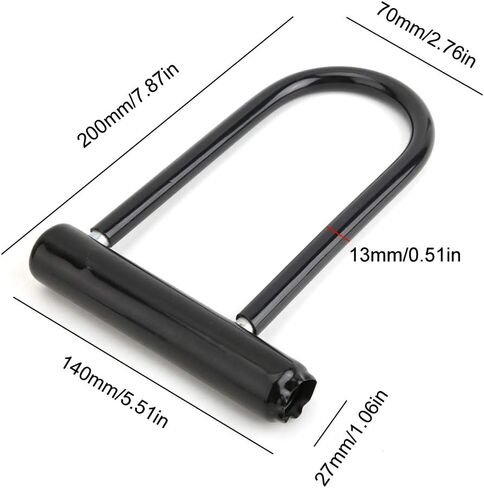 Zinc Alloy Bike U Lock, Black Bike Lock with 2 Keys and Hardened Shackle, Heavy Duty Anti Theft Bike Security Lock for Bikes, Scooters, Motorcycles, Outdoor Equipment in Saudi Arabia