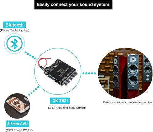 Diitao 50Wx2 Bluetooth Amplifier Mini 2.0 Stereo 50W+50W Dual Channel Power Output DC 12V AMP Amplificador Home Theater AUX USB ZK-502M, Black in Kuwait