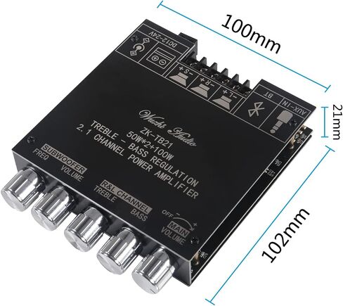 Diitao 50Wx2 Bluetooth Amplifier Mini 2.0 Stereo 50W+50W Dual Channel Power Output DC 12V AMP Amplificador Home Theater AUX USB ZK-502M, Black in Kuwait