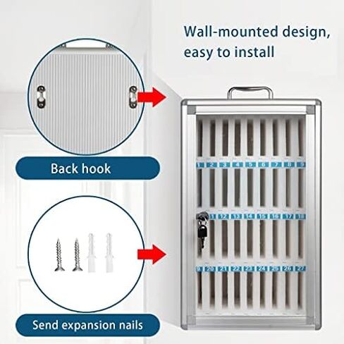 خزانة تخزين الهواتف المحمولة 12-60 فتحات ألومنيوم سبيكة قفل الفصول العسكرية القابلة للاتصالات وضعت الهاتف المحمول خزائن تخزين إدارة الهاتف المحمول على الحائط (24) in Kuwait