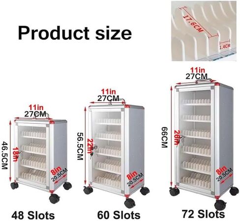 72 Slots Aluminium Aluminium Mobile Torage Box مع عجلات دوارة 360 درجة ، خزانة آمنة للمدارس والمكاتب ، تصميم مقبض إنساني للوصول المريح ، مثالي للاستخدام في الفصل. in Saudi Arabia