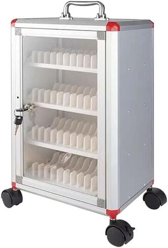 72 Slots Aluminium Aluminium Mobile Torage Box مع عجلات دوارة 360 درجة ، خزانة آمنة للمدارس والمكاتب ، تصميم مقبض إنساني للوصول المريح ، مثالي للاستخدام في الفصل. in Saudi Arabia