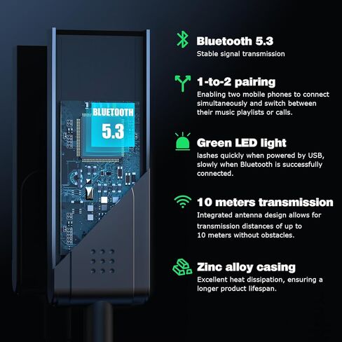LOKUKA محول بلوتوث 5.1 إلى Aux للسيارة، USB إلى 3.5 مم مستقبل بلوتوث أنثى لإضافة بلوتوث إلى سماعات الرأس السلكية، والسيارة، ومكبر الصوت، ومكبر الصوت للمكالمات بدون استخدام اليدين، والملاحة الصوتية، والموسيقى in Kuwait