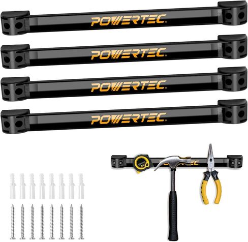 POWERTEC Magnetic Tool Holder Strip 12" 4PK, Metal Magnet Tool Bar Organizers for Garage, Workshop & Kitchen w/Mounting Screws, Space Saving Shop Organization Accessories (71965) in Saudi Arabia