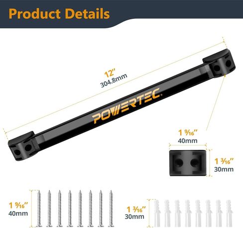 POWERTEC Magnetic Tool Holder Strip 12" 4PK, Metal Magnet Tool Bar Organizers for Garage, Workshop & Kitchen w/Mounting Screws, Space Saving Shop Organization Accessories (71965) in Saudi Arabia