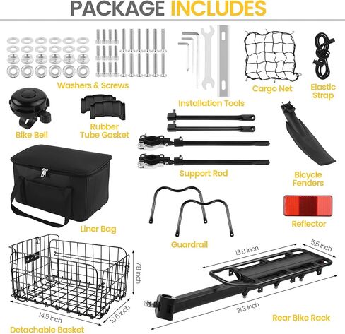 Aneco Rear Bike Rack with Folding Basket and Waterproof Bag Quick Release Bicycle Cargo Rack Universal Touring Carrier for Mountain Road Bike in Saudi Arabia