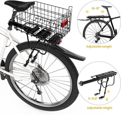 Aneco Rear Bike Rack with Folding Basket and Waterproof Bag Quick Release Bicycle Cargo Rack Universal Touring Carrier for Mountain Road Bike in Saudi Arabia