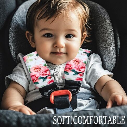 Carseat Strap Covers for Babies, Ultra Soft Double-Sided Use Shoulder Covers, 2 Pack Infant Seat Belt Covers for Car Seats/Strollers/High Chairs, for Baby Toddler Infant Boy Girl, Pink Checkered in Saudi Arabia
