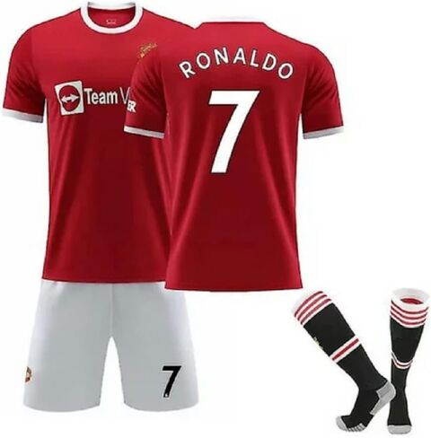 Manchester Red Home Soccer Kids Set (Jersey + Shorts + Socks) Kit Size Medium (8-9 Years Old) for Youth in Saudi Arabia