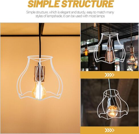 Lifkome DIY Iron Lampshade Frame - غطاء مصباح الطراز عتيقًا دعم طاولة المكتب وثريا سهلة التثبيت مثالية للمقهى المنزلي والديكور المكتبي in Saudi Arabia