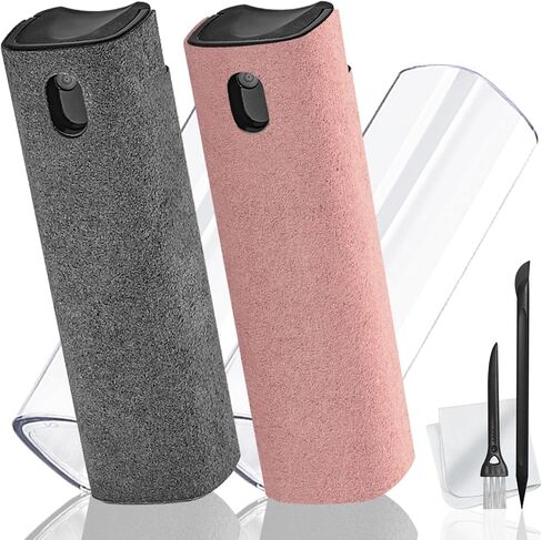 2 Pack Screen Cleaner Spray and Wipe for Laptop Monitor and Car Screens, Phone Touchscreen Mist Cleaning Kit for Cellphone, Tablet, PC, Computer, LCD, Eyeglass, iPhone, iPad, Mac Pro - Black and Grey in Kuwait