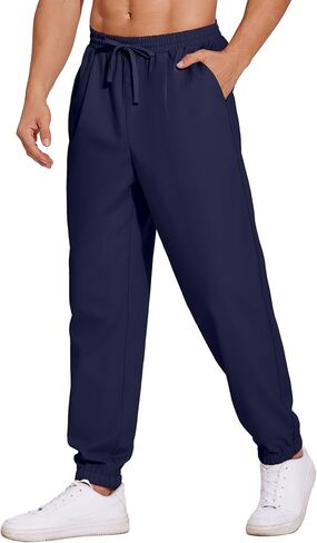 COOFANDY Men's Linen Casual Lightweight Pants Elastic Waist Drawstring Beach Pants with Pockets in Saudi Arabia