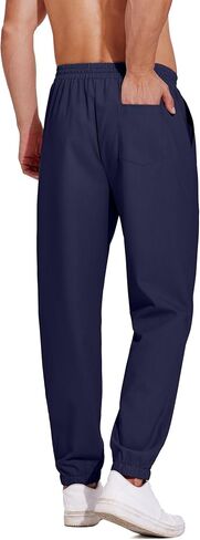 COOFANDY Men's Linen Casual Lightweight Pants Elastic Waist Drawstring Beach Pants with Pockets in Saudi Arabia