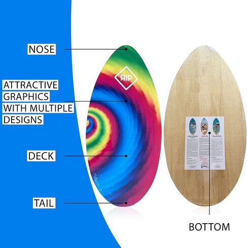 RIP Wooden Skimboard for Surfing – Beach Skim | Beginner to Intermediate Board | Ideal for All Skill Levels | Perfect for Kids & Adults | Lightweight | 35", 37" or 41" in Kuwait