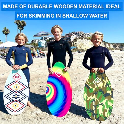 RIP Wooden Skimboard for Surfing – Beach Skim | Beginner to Intermediate Board | Ideal for All Skill Levels | Perfect for Kids & Adults | Lightweight | 35", 37" or 41" in Kuwait