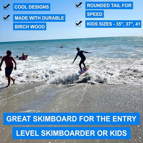 RIP Wooden Skimboard for Surfing – Beach Skim | Beginner to Intermediate Board | Ideal for All Skill Levels | Perfect for Kids & Adults | Lightweight | 35", 37" or 41" in Kuwait