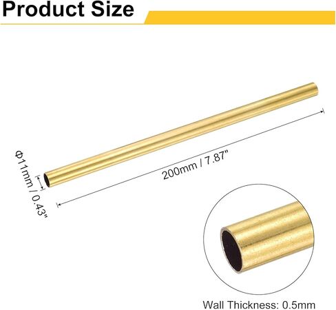 uxcell 2pcs H62 Brass Round Tube ، 2.5mm OD 0.5mm سماكة الجدار 300 مم دقة أنابيب مستقيمة للأنابيب المستقيمة لمشاريع DIY الحرف البستنة. in Kuwait